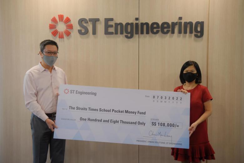 On March 7, a cheque was presented to the fund's general manager Tan Bee Heong (right) by Mr Chew Men Leong, president of ST Engineering's urban solutions. ST PHOTO: Mark Cheong